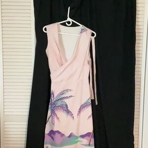 Tropical Print Pink and Purple Dress